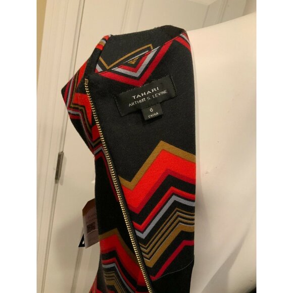 Tahari Arthur S. Levine Black & Red Zig-Zag Dress, Size 6 (US)  - NWT! - Picture 9 of 9